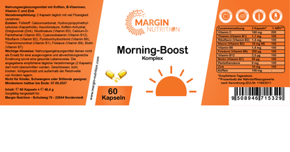 Morning-Boost Komplex / Mit Koffein, B-Vitaminen, Vitamin C und Zink (30, 60, 2x60, 3x60 Vegane Kapseln)