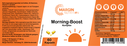 Morning-Boost Komplex – Mit Koffein, B-Vitaminen, Vitamin C und Zink | 30, 60, 2×60, 3×60 vegane Kapseln