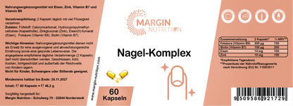 Nagel-Komplex – Mit Eisen, Zink, Vitamin B7 (Biotin) und Vitamin B9 (Folsäure) | 30, 60, 2×60, 3×60 vegane Kapseln