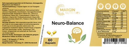 Neuro-Balance / Mit allen 8 B-Vitaminen, Ashwagandha, Magnesium und Vitamin C (30, 60, 2x60, 3x60 Vegane Kapseln)