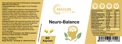 Neuro-Balance – Mit allen 8 B-Vitaminen, Ashwagandha, Magnesium und Vitamin C | 30, 60, 2×60, 3×60 vegane Kapseln