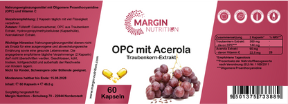 OPC Traubenkern-Extrakt mit Acerola-Extrakt – Hochdosiert 360 mg Traubenkern-Extrakt und 90 mg Acerola-Extrakt pro Tagesdosis | 30, 60, 2×60, 3×60 vegane Kapseln