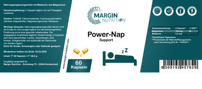 Power-Nap Support / Mit Melatonin und Magnesium (30, 60, 2x60, 3x60 Vegane Kapseln)