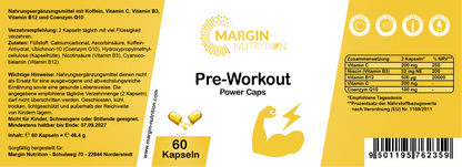 Pre-Workout Power-Caps – Mit Koffein, Vitamin B3 (Niacin), Vitamin B12, Vitamin C und Coenzym Q10