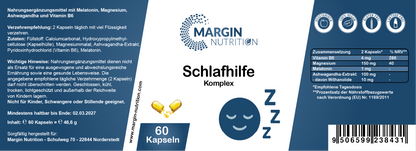 Schlafhilfe Komplex – Mit Melatonin, Magnesium, Ashwagandha und Vitamin B6 | 30, 60, 2×60, 3×60 vegane Kapseln