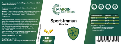 Sport-Immun Komplex – Mit Magnesium, Vitamin C, Zink, Vitamin D3 und Selen | 30, 60, 2×60, 3×60 vegane Kapseln