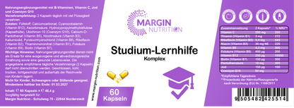 Studium-Lernhilfe Komplex / Mit allen 8 B-Vitaminen, Vitamin C, Jod und Coenzym Q10 (30, 60, 2x60, 3x60 Vegane Kapseln)