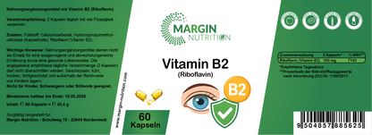 Vitamin B2 (Riboflavin) – Hochdosiert 100 mg pro Tagesdosis | 30, 60, 2×60, 3×60 vegane Kapseln