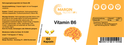Vitamin B6 – Hochdosiert 40 mg pro Tagesdosis | 30, 60, 2×60, 3×60 vegane Kapseln