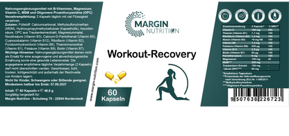 Workout-Recovery / Mit allen 8 B-Vitaminen, Magnesium, Vitamin C, MSM und Oligomere Proanthocyanidine (OPC) (30, 60, 2x60, 3x60 Vegane Kapseln)