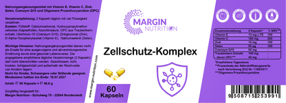 Zellschutz-Komplex – Mit Vitamin E, Vitamin C, Zink, Selen, Coenzym Q10 und Oligomere Proanthocyanidine (OPC) | 30, 60, 2×60, 3×60 vegane Kapseln