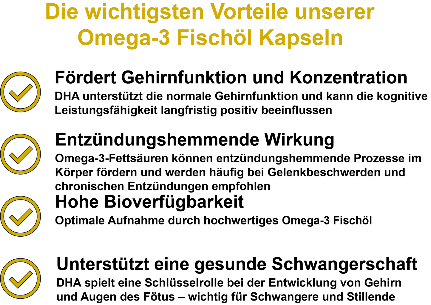 Omega-3 Fischöl / 1080 mg EPA und 720 mg DHA pro Tagesdosis (60, 100, 300, 500 Weichkapseln)