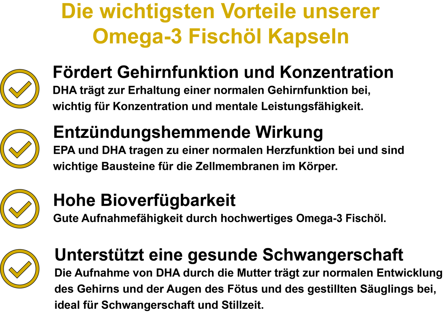 Omega-3 Fischöl – 1080 mg EPA und 720 mg DHA pro Tagesdosis | 60, 100, 3×100, 5x100 Weichkapseln
