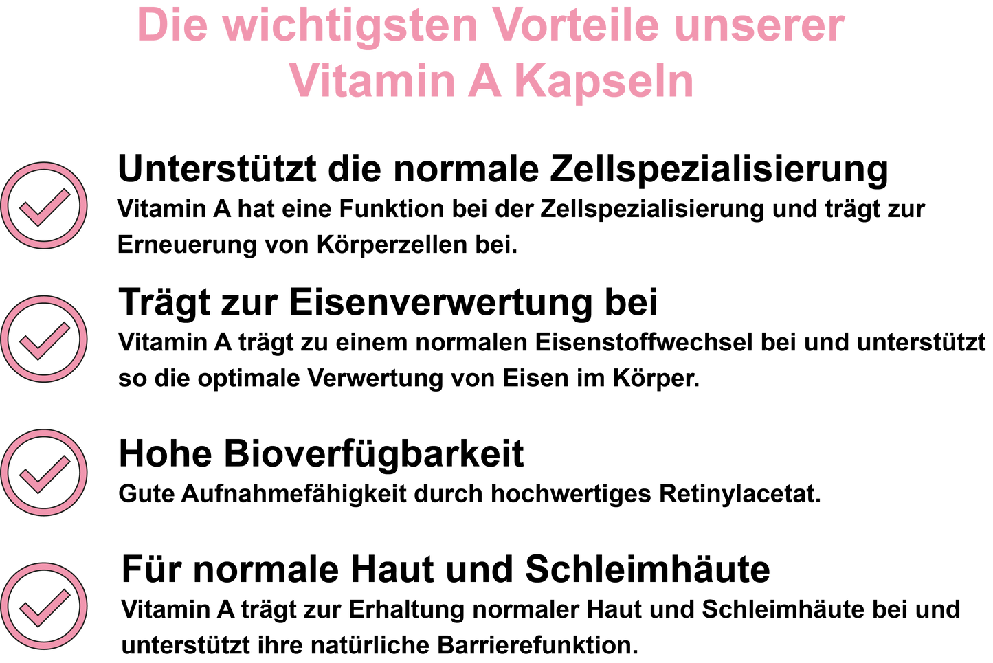 Vitamin A – Hochdosiert 800 µg RE pro Tagesdosis | 30, 60, 2×60, 3×60 vegane Kapseln