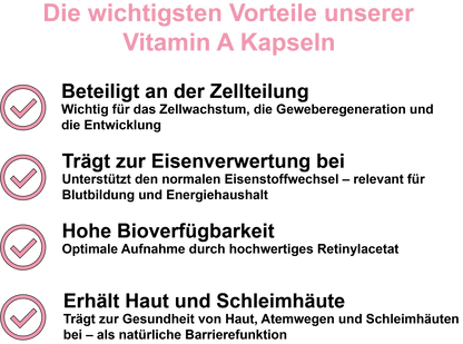 Vitamin A / Hochdosiert 800 µg RE pro Tagesdosis (30, 60, 2x60, 3x60 Vegane Kapseln)