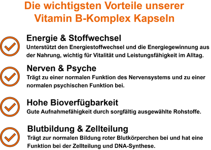 Vitamin B-Komplex – Mit allen 8 B-Vitaminen | 30, 60, 2×60, 3×60 vegane Kapseln