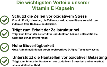 Vitamin E – Hochdosiert 30 mg α-TE pro Tagesdosis | 30, 60, 2×60, 3×60 vegane Kapseln