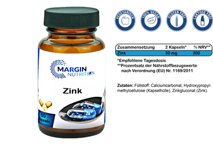 Zink / Hochdosiert 30 Mg pro Tagesdosis (30, 60, 2x60, 3x60 Vegane Kapseln)
