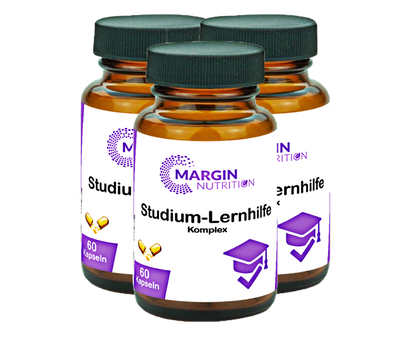 Studium-Lernhilfe Komplex / Mit allen 8 B-Vitaminen, Vitamin C, Jod und Coenzym Q10 (30, 60, 2x60, 3x60 Vegane Kapseln)