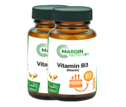 Vitamin B3 (Niacin) / Hochdosiert 500 mg NE pro Tagesdosis (30, 60, 2x60, 3x60 Vegane Kapseln)
