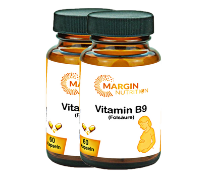 Vitamin B9 (Folsäure) / Hochdosiert 600 µg pro Tagesdosis (30, 60, 2x60, 3x60 Vegane Kapseln)