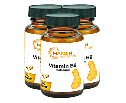 Vitamin B9 (Folsäure) / Hochdosiert 600 µg pro Tagesdosis (30, 60, 2x60, 3x60 Vegane Kapseln)